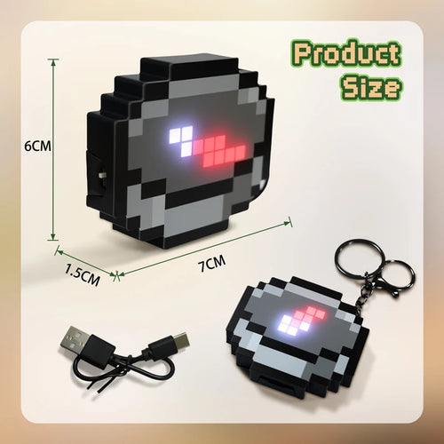 Pixel Wind Design Compass Keychain - Rechargeable Glowing Gaming Peripheral for Enthusiasts and Collectors