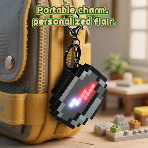 Pixel Wind Design Compass Keychain - Rechargeable Glowing Gaming Peripheral for Enthusiasts and Collectors
